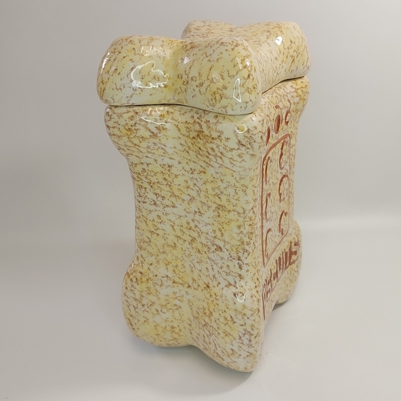 Dog Biscuit Bone Shaped Ceramic Puppy Biscuit Cookie Jar - Picture 2 of 10